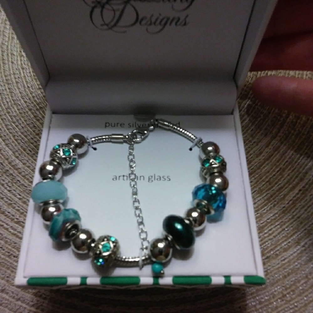 Pure Silver Plated Artisan Glass Bracelet